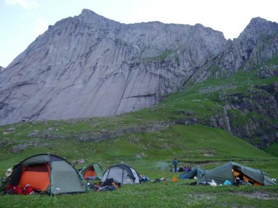 Our campsite and the giant slab behind, Alex Waldron 