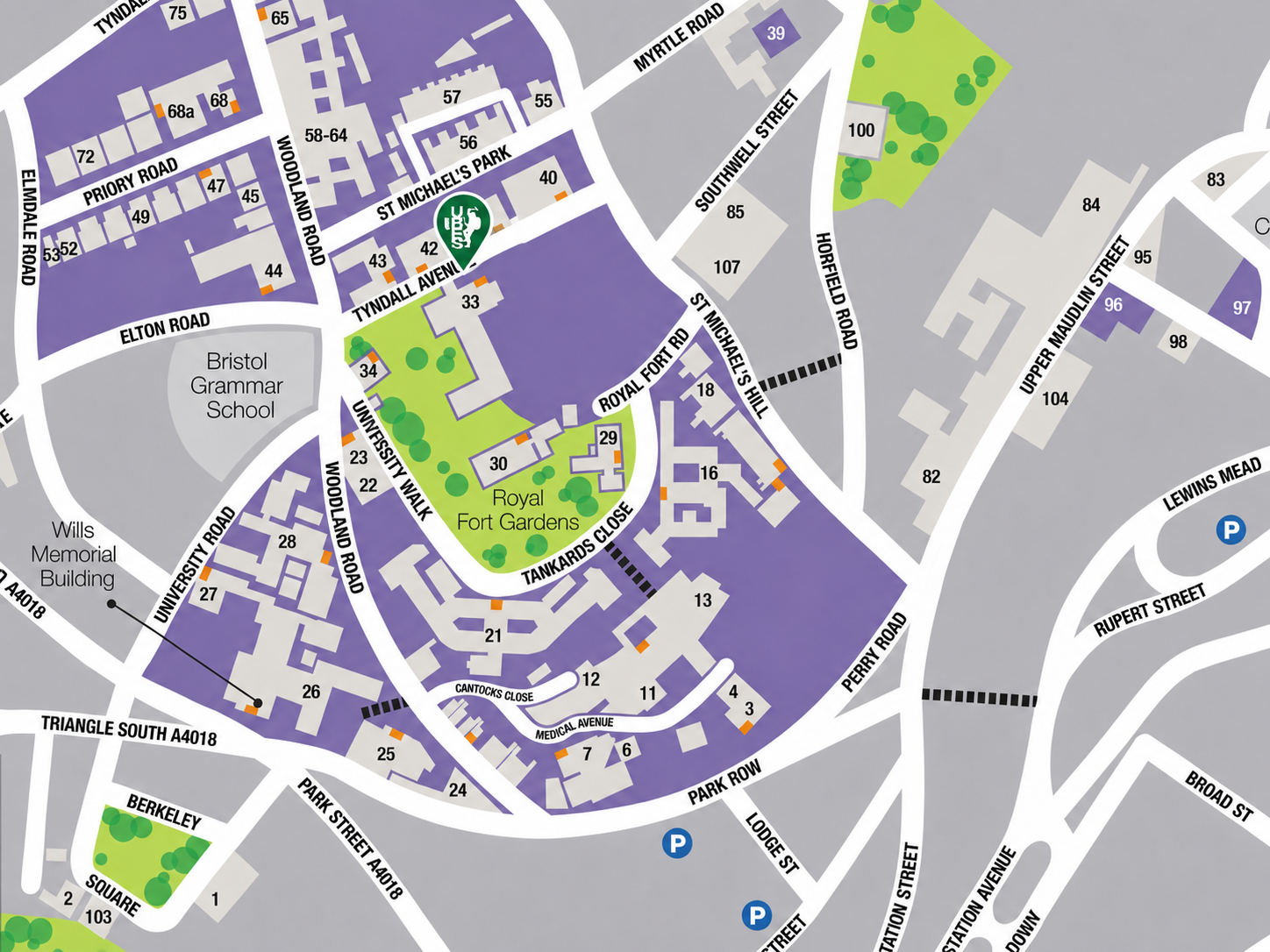 UBES signup point on the University precinct map